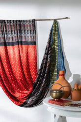 Ajrakh Hand Block Printed / Bandhani Modal Silk Dupatta with Lagdi Patta