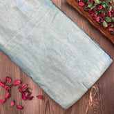 Mashru Silk Hand Block Printed Fabric - Grey - Vastra Raag