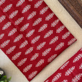 Pure Cotton Printed Fabric - Red/Big Butta - Vastra Raag
