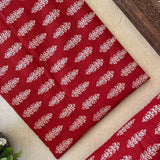 Pure Cotton Printed Fabric - Red/Big Butta - Vastra Raag