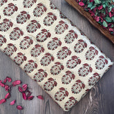 Mashru Silk Hand Block Printed Fabric - Bronze / Maroon - Big Butta - Vastra Raag