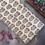 Mashru Silk Hand Block Printed Fabric - Bronze / Maroon - Big Butta - Vastra Raag