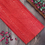 Mashru Silk Hand Block Printed Fabric - Red - Bandhani - Vastra Raag