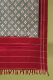 Pure Cotton Ikat Handloom Dupatta - Red/Grey - Vastra Raag