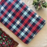 Khadi Cotton Printed Fabric - Multicolor Checks - Vastra Raag