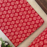 Pure Cotton Printed Fabric - Red/Cream Butta - Vastra Raag