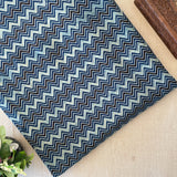 Pure Cotton Printed Fabric - Blue/Black Ajrakh Zig Zag - Vastra Raag
