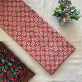 Khadi Cotton Printed Fabric - Kantha Print - Carrot Red - Geometry - Vastra Raag