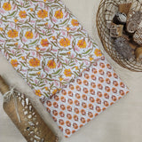 Yellow/White Pure Cotton Hand Block Printed 2 PC Suit