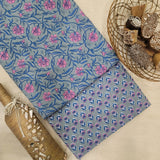 Pink/Blue/Grey Pure Cotton Hand Block Printed 2 PC Suit - Vastra Raag