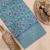 Green/Violate Pure Cotton Hand Block Printed 2 PC Suit - Vastra Raag