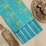 Turquoise Pure Cotton Hand Block Printed 2 PC Suit - Vastra Raag