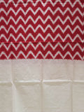 Pure Cotton Ikat Handloom Dupatta - White/Red - Vastra Raag
