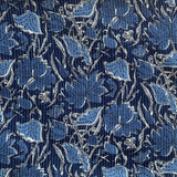 Cotton Kantha Printed Fabric - Indigo - Floral