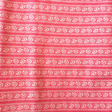 Pure Cotton Printed Fabric - Pink Stripes with shells Sanganeri
