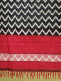 Pure Cotton Ikat Handloom Dupatta - Red/Black - Vastra Raag