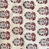 Mashru Silk Hand Block Printed Fabric - Bronze / Maroon - Big Butta - Vastra Raag