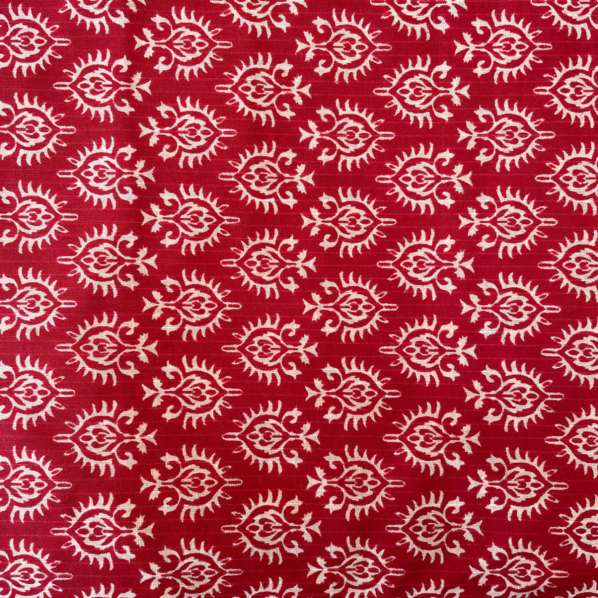 Pure Cotton Printed Fabric - Red/Cream Butta - Vastra Raag
