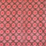 Khadi Cotton Printed Fabric - Kantha Print - Carrot Red - Geometry - Vastra Raag