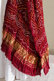 Maroon - Pure Modal Silk Bandhani Barbag Dupatta with Zari Lagdi Patta
