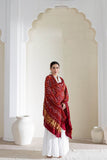 Maroon - Pure Modal Silk Bandhani Barbag Dupatta with Zari Lagdi Patta