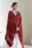 Maroon - Pure Modal Silk Bandhani Barbag Dupatta with Zari Lagdi Patta