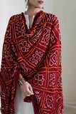 Maroon - Pure Modal Silk Bandhani Barbag Dupatta with Zari Lagdi Patta