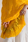 Yellow - Pure Modal Silk Lehriya Bandhani Dupatta with Zari Lagdi Patta