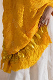 Yellow - Pure Modal Silk Lehriya Bandhani Dupatta with Zari Lagdi Patta