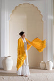 Yellow - Pure Modal Silk Lehriya Bandhani Dupatta with Zari Lagdi Patta