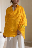Yellow - Pure Modal Silk Lehriya Bandhani Dupatta with Zari Lagdi Patta