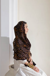 Black - Pure Modal Silk Bandhani Barbag Dupatta with Zari Lagdi Patta