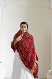Maroon - Pure Modal Silk Bandhani Barbag Dupatta with Zari Lagdi Patta