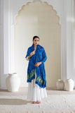 Blue - Pure Modal Silk Lehriya Bandhani Dupatta with Zari Lagdi Patta