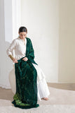 Bottle Green - Pure Modal Silk Lehriya Bandhani Dupatta with Zari Lagdi Patta