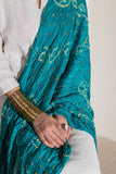 Rama Green - Pure Modal Silk Lehriya Bandhani Dupatta with Zari Lagdi Patta