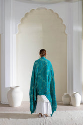 Rama Green - Pure Modal Silk Lehriya Bandhani Dupatta with Zari Lagdi Patta