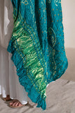 Rama Green - Pure Modal Silk Lehriya Bandhani Dupatta with Zari Lagdi Patta