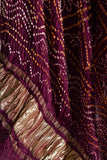 Wine - Pure Modal Silk Bandhani Barbag Dupatta with Zari Lagdi Patta