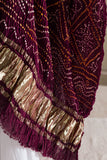 Wine - Pure Modal Silk Bandhani Barbag Dupatta with Zari Lagdi Patta