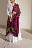 Wine - Pure Modal Silk Bandhani Barbag Dupatta with Zari Lagdi Patta