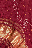 Maroon - Pure Modal Silk Lehriya Bandhani Dupatta with Zari Lagdi Patta