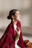 Maroon - Pure Modal Silk Lehriya Bandhani Dupatta with Zari Lagdi Patta
