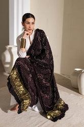 Black - Pure Modal Silk Lehriya Bandhani Dupatta with Zari Lagdi Patta