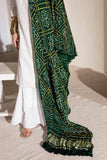 Bottle Green - Pure Modal Silk Bandhani Barbag Dupatta with Zari Lagdi Patta