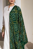 Bottle Green - Pure Modal Silk Bandhani Barbag Dupatta with Zari Lagdi Patta