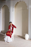 Red - Pure Modal Silk Bandhani Barbag Dupatta with Zari Lagdi Patta