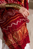 Red - Pure Modal Silk Bandhani Barbag Dupatta with Zari Lagdi Patta