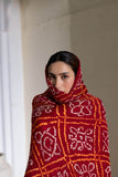 Red - Pure Modal Silk Bandhani Barbag Dupatta with Zari Lagdi Patta