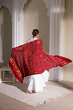 Red - Pure Modal Silk Bandhani Barbag Dupatta with Zari Lagdi Patta
